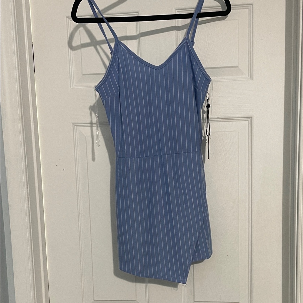 Popular Basics Blue Striped Jumpsuit